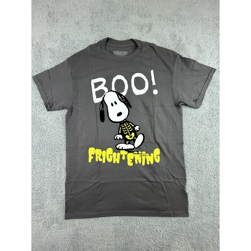 New Peanuts Charlie Brown Snoopy Skelton Halloween Boo! Frightening Mens T-Shirt